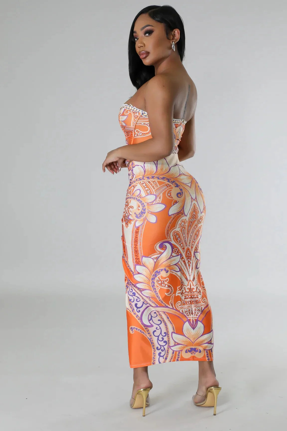 Flirty Date Skirt Set (Orange)
