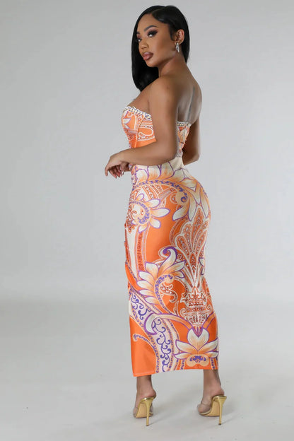 Flirty Date Skirt Set (Orange)