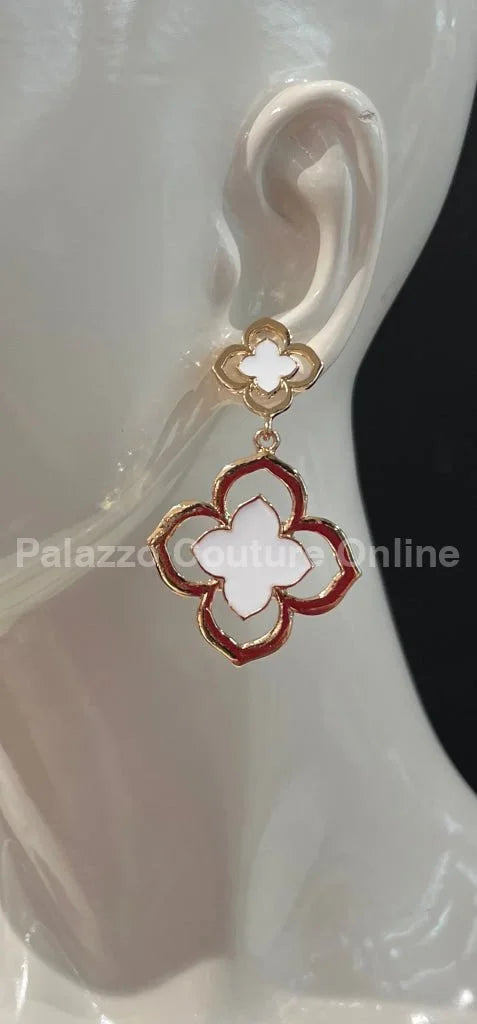 Florence Hanging Clover  Earrings (White)
