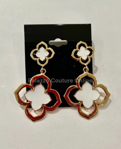Florence Hanging Clover  Earrings (White)