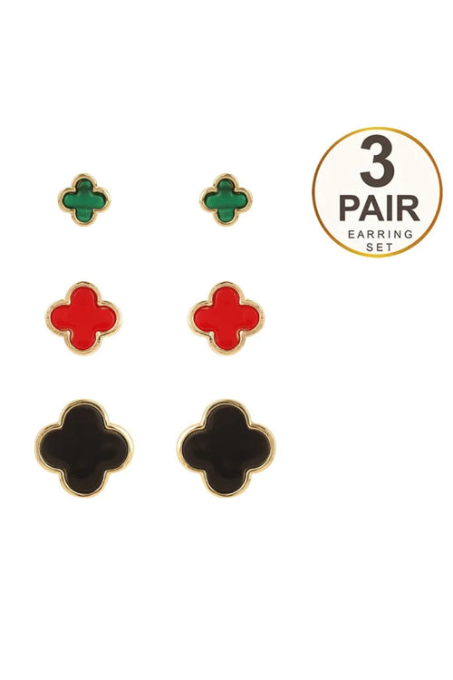 Flower Stud 3 Pair Set Earring