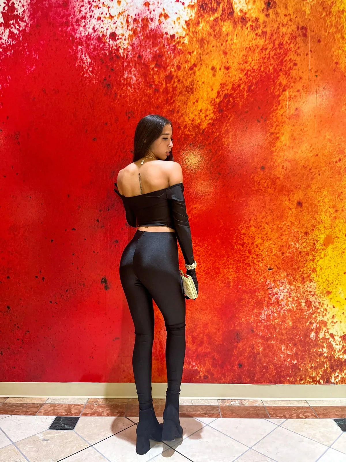 Fun Babe Black Legging Set with Off-Shoulder Top