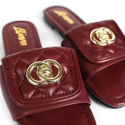 Kendry Charm Slip-On Sandals Burgundy