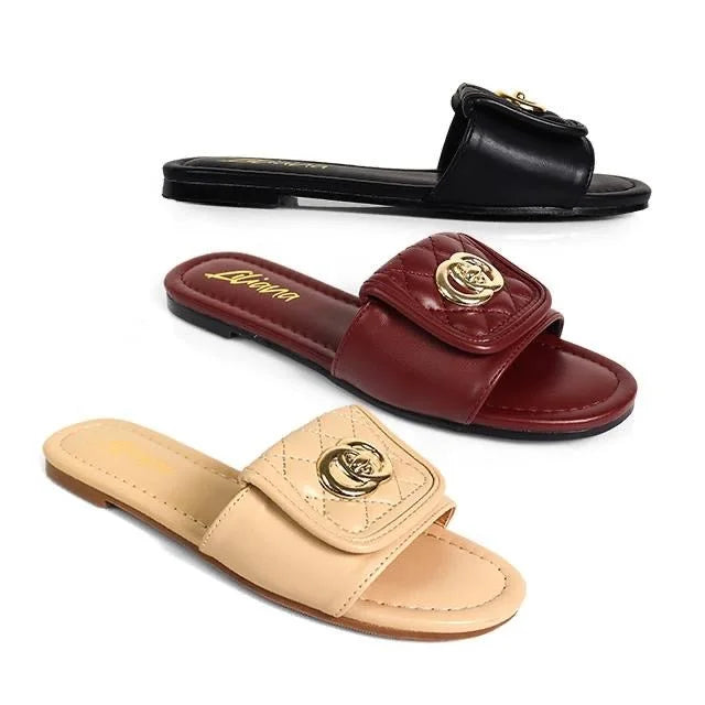 Kendry Charm Slip-On Sandals Black
