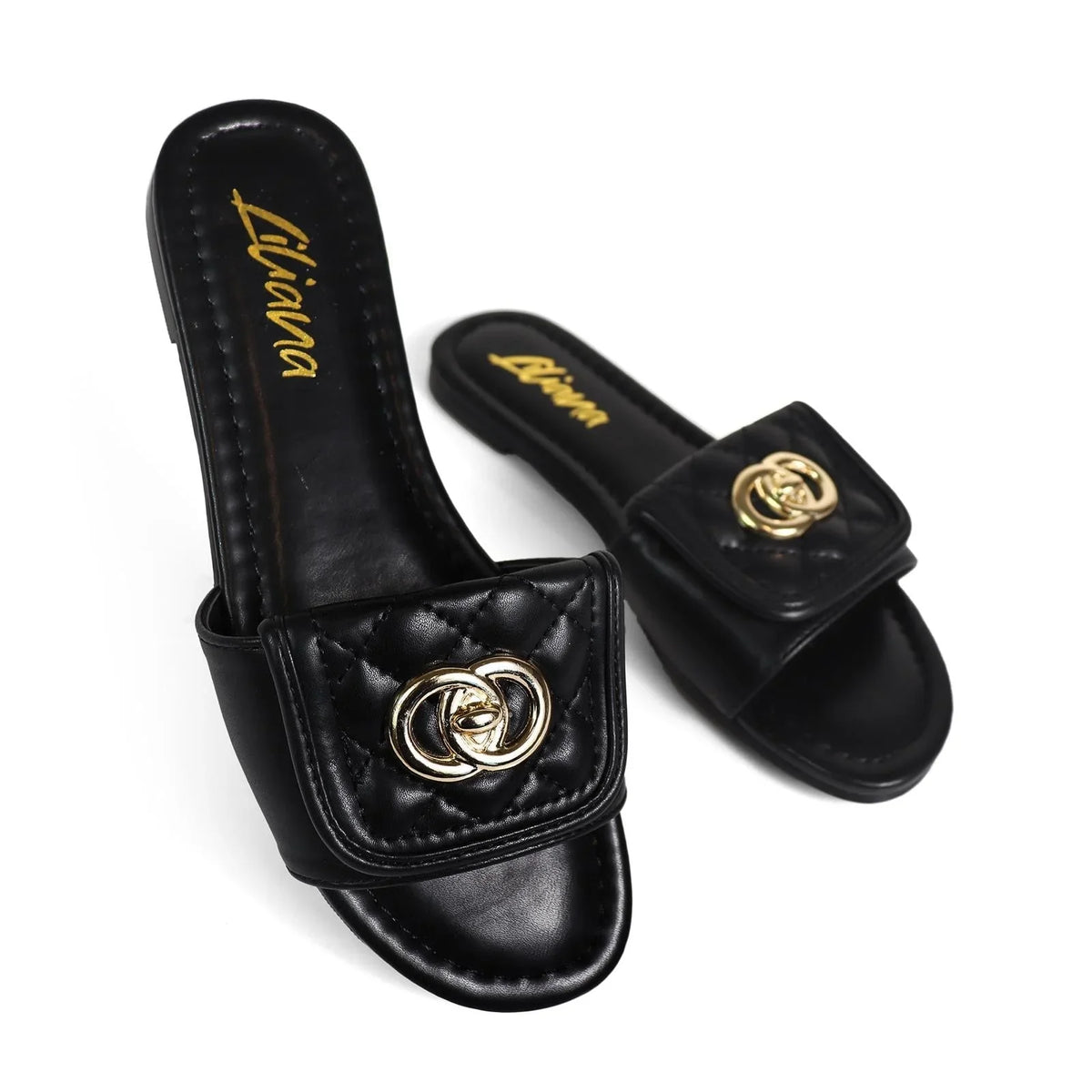 Kendry Charm Slip-On Sandals Black