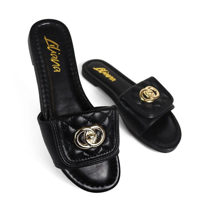 Kendry Charm Slip-On Sandals Black