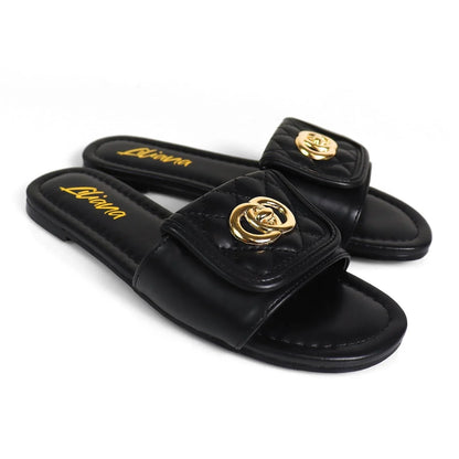 Kendry Charm Slip-On Sandals Black