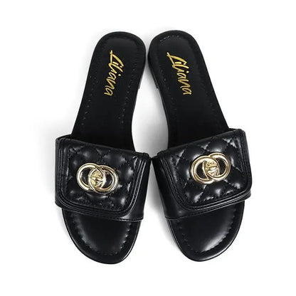 Kendry Charm Slip-On Sandals Black