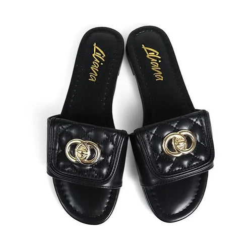 Kendry Charm Slip-On Sandals Black