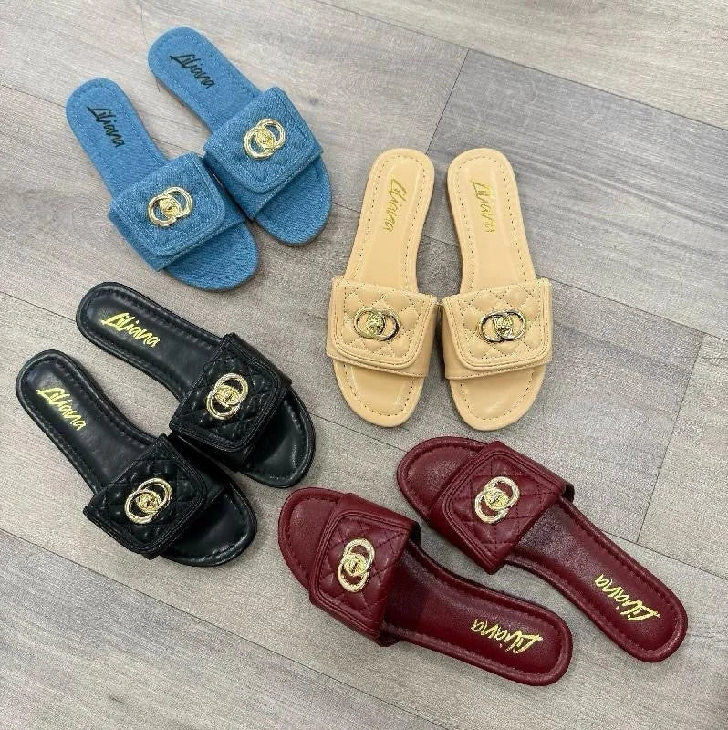 Kendry Charm Slip-On Sandals Denim