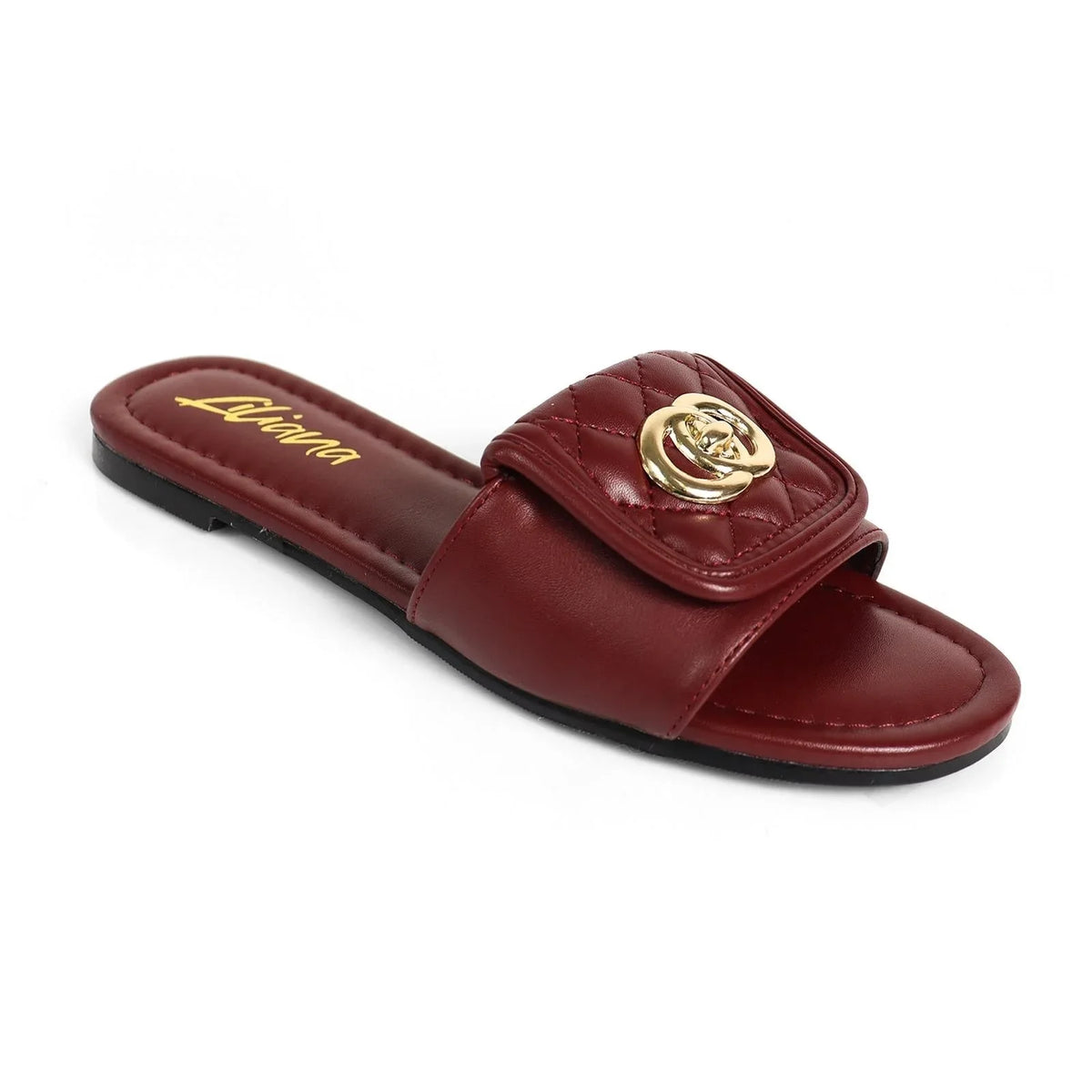 Kendry Charm Slip-On Sandals Burgundy
