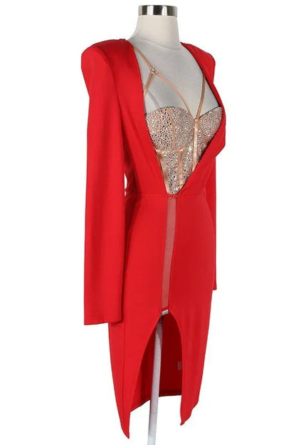 Girl of My Dreams Red Mini Dress with Embellished Bodice