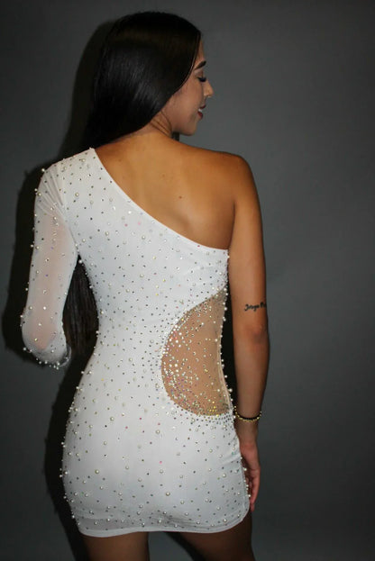Girls Night Out White Dress – One Shoulder White Party Dress