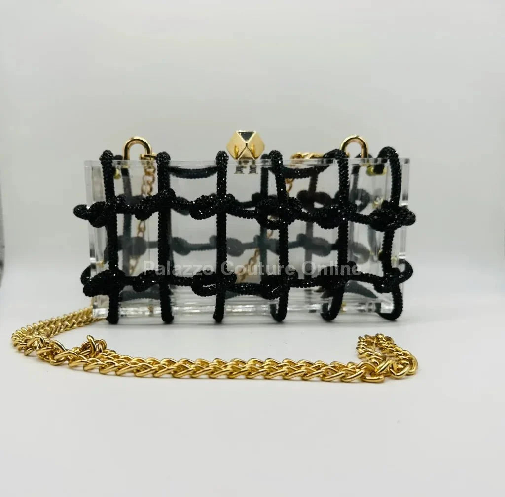 Glam Date Rhinestone Handbag (Black)