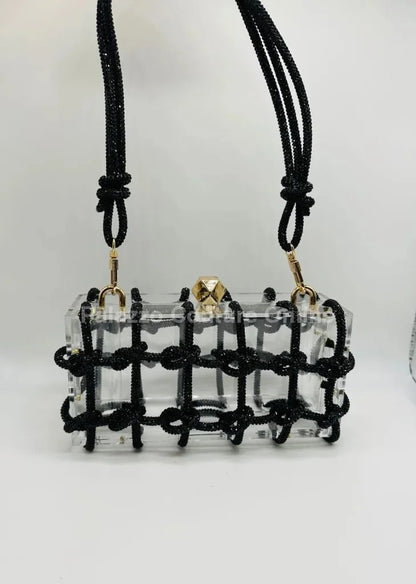 Glam Date Rhinestone Handbag (Black)