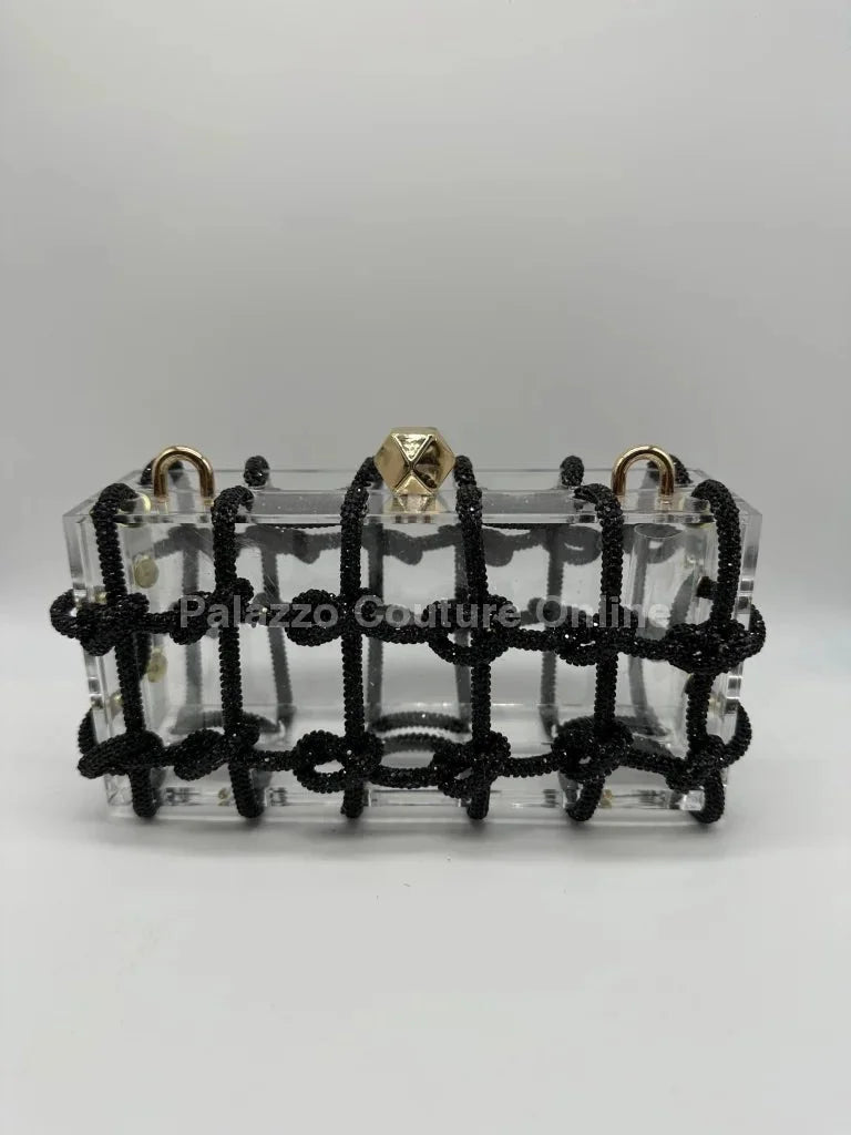 Glam Date Rhinestone Handbag (Black)