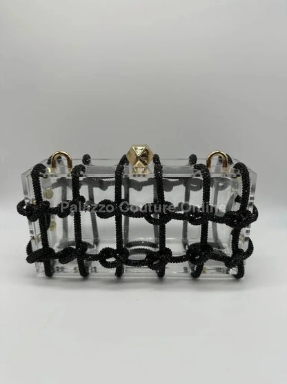 Glam Date Rhinestone Handbag (Black)