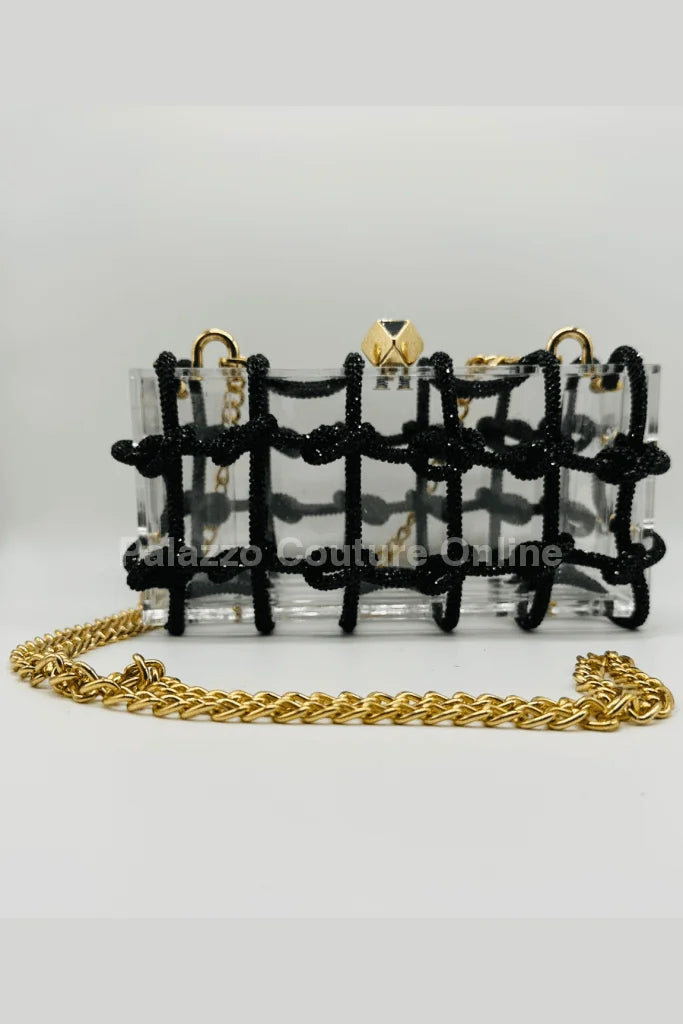 Glam Date Rhinestone Handbag (Black)