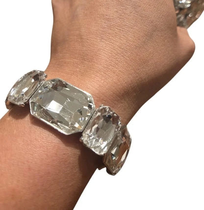 Glam Gems Statement Bracelet-Silver-