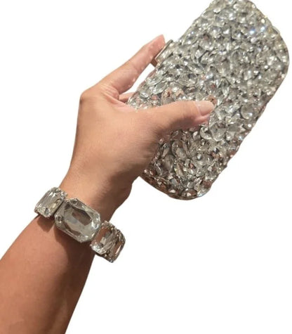 Glam Gems Statement Bracelet-Silver-