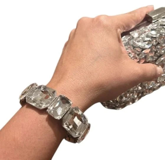 Glam Gems Statement Bracelet-Silver-