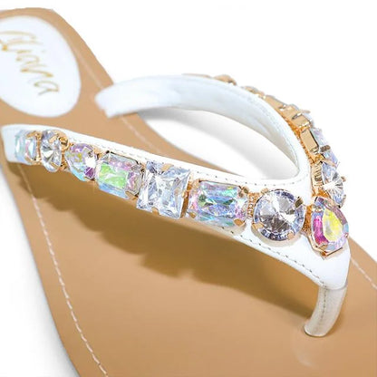 Glam Marlo 256 Crystal Flat Sandals White shoes