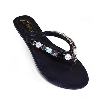 Glam Marlo 256 Crystal Flat Sandals Black shoes