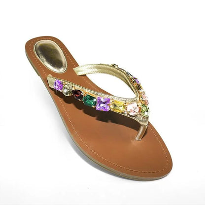 Glam Marlo 256 Crystal Flat Sandals Gold shoes