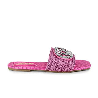 Glamour Pink Slides with Gemstone Detail