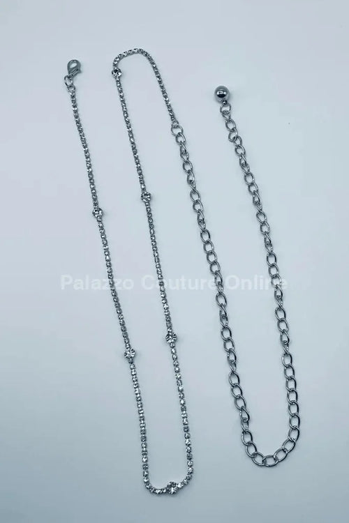 Glory Rhinestone Chain Belt (Silver)
