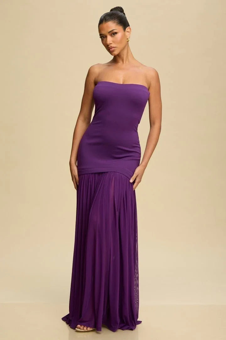 Goddess Flow Strapless Maxi Dress - Violet
