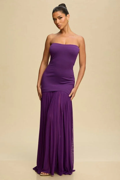 Goddess Flow Strapless Maxi Dress - Violet