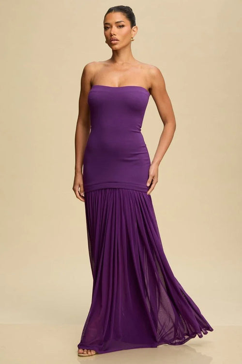 Goddess Flow Strapless Maxi Dress - Violet