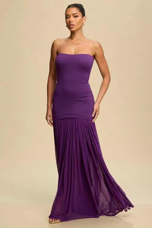 Goddess Flow Strapless Maxi Dress - Violet