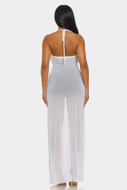 Goddess Glow Mesh Cover-Up Top - White