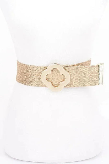 Elegance Bloom Metallic Stretch Belt - Gold