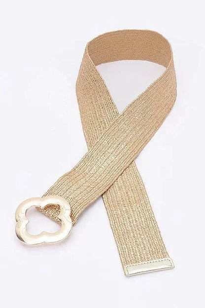 Elegance Bloom Metallic Stretch Belt - Gold