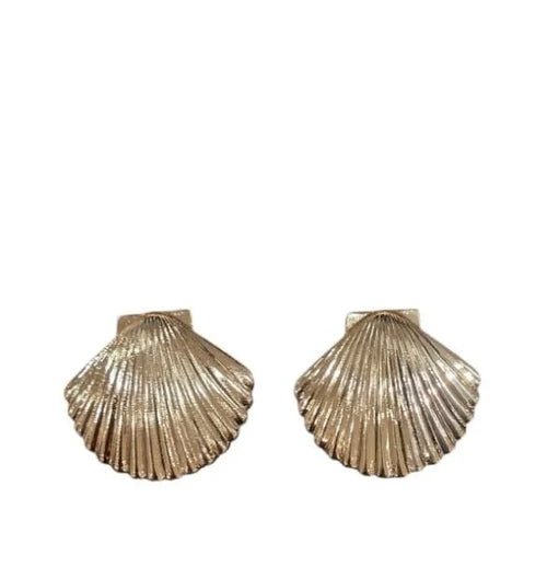 Gold Shell Mini Studs - Elegant & Petite Earrings