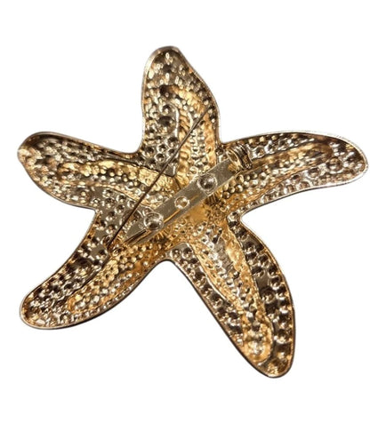 Golden Starfish Brooch - Textured Elegance