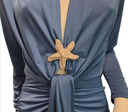 Golden Starfish Brooch - Textured Elegance
