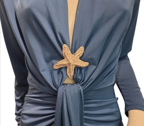 Golden Starfish Brooch - Textured Elegance
