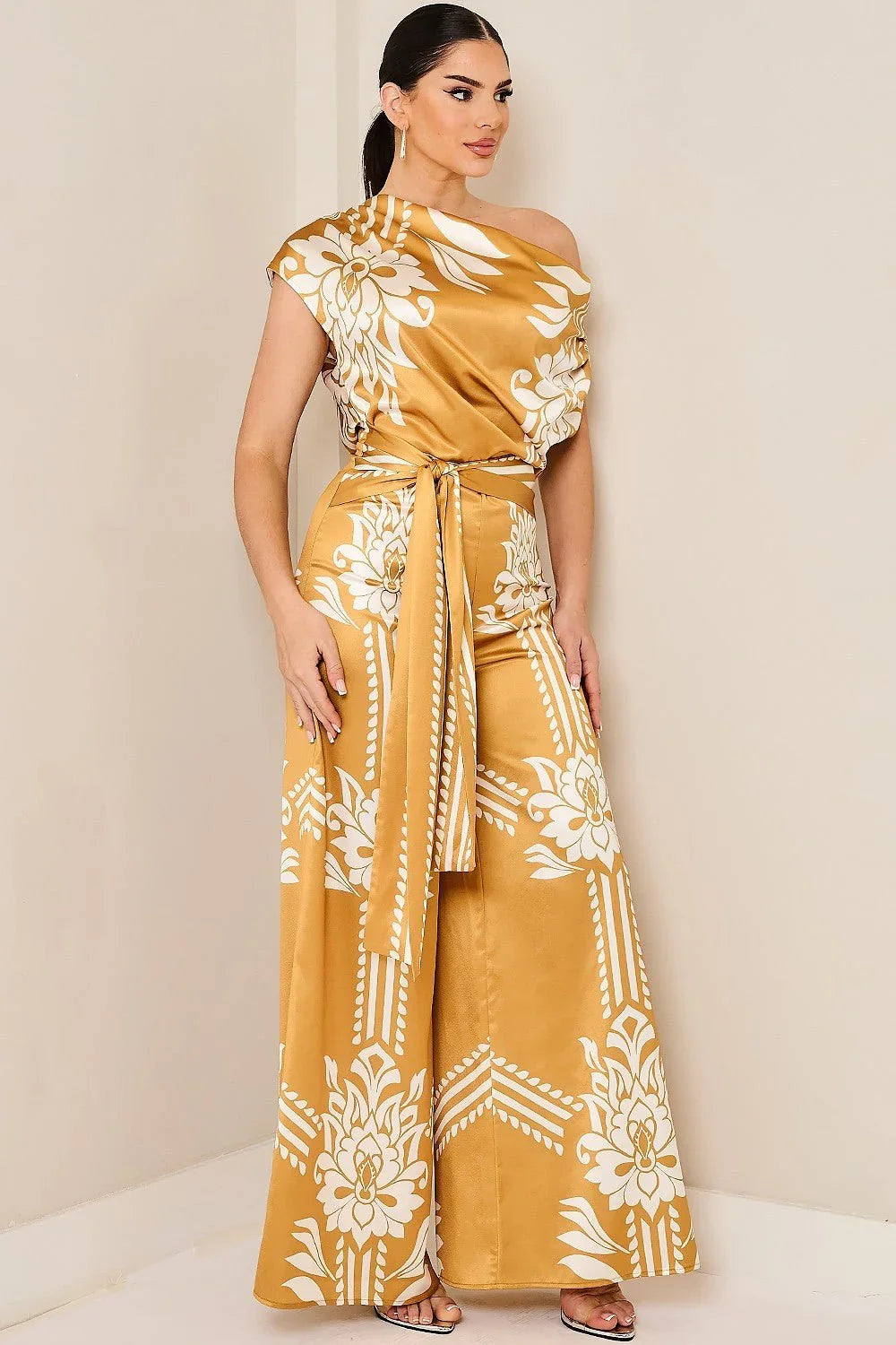 Golden Bloom Draped Jumpsuit Golden Mustard