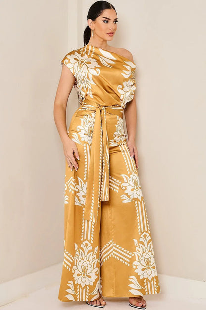 Golden Bloom Draped Jumpsuit Golden Mustard