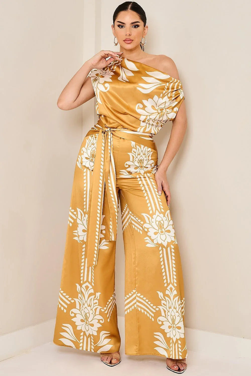 Golden Bloom Draped Jumpsuit Golden Mustard