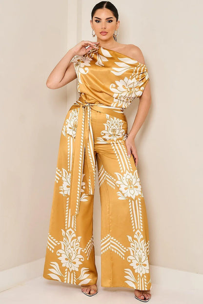 Golden Bloom Draped Jumpsuit Golden Mustard