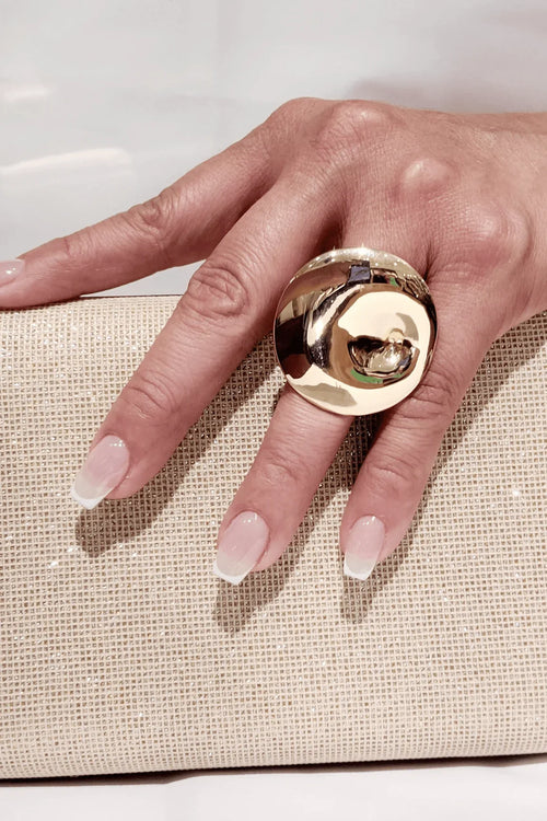 Golden Mirage Gold Statement Ring with Sculptural Finish