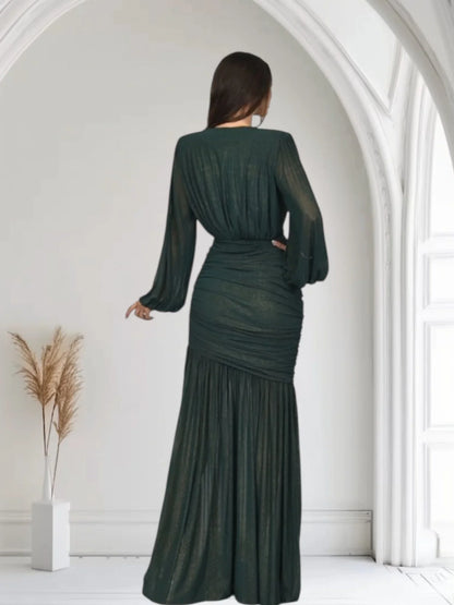 Golden Muse Metallic Foil Maxi Dress - Black