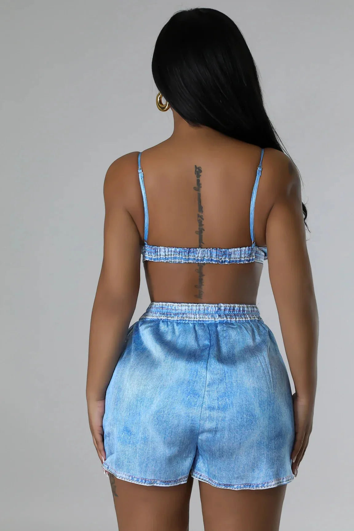 Good Vibes Blue Short Set – Spaghetti Strap