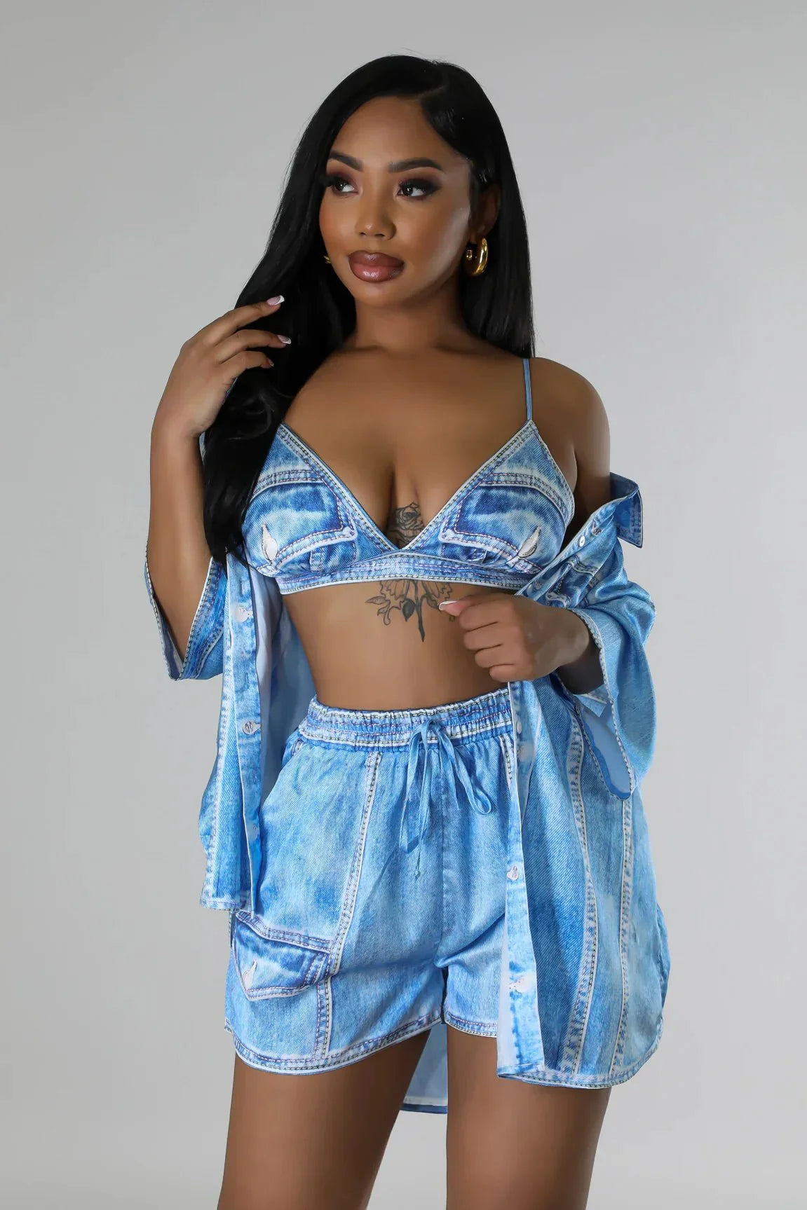 Good Vibes Blue Short Set – Spaghetti Strap