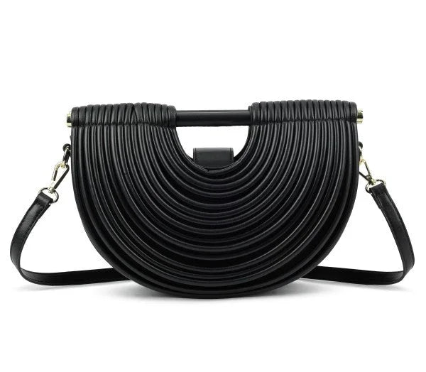 Half-Moon Textured Crossbody Bag (Black)